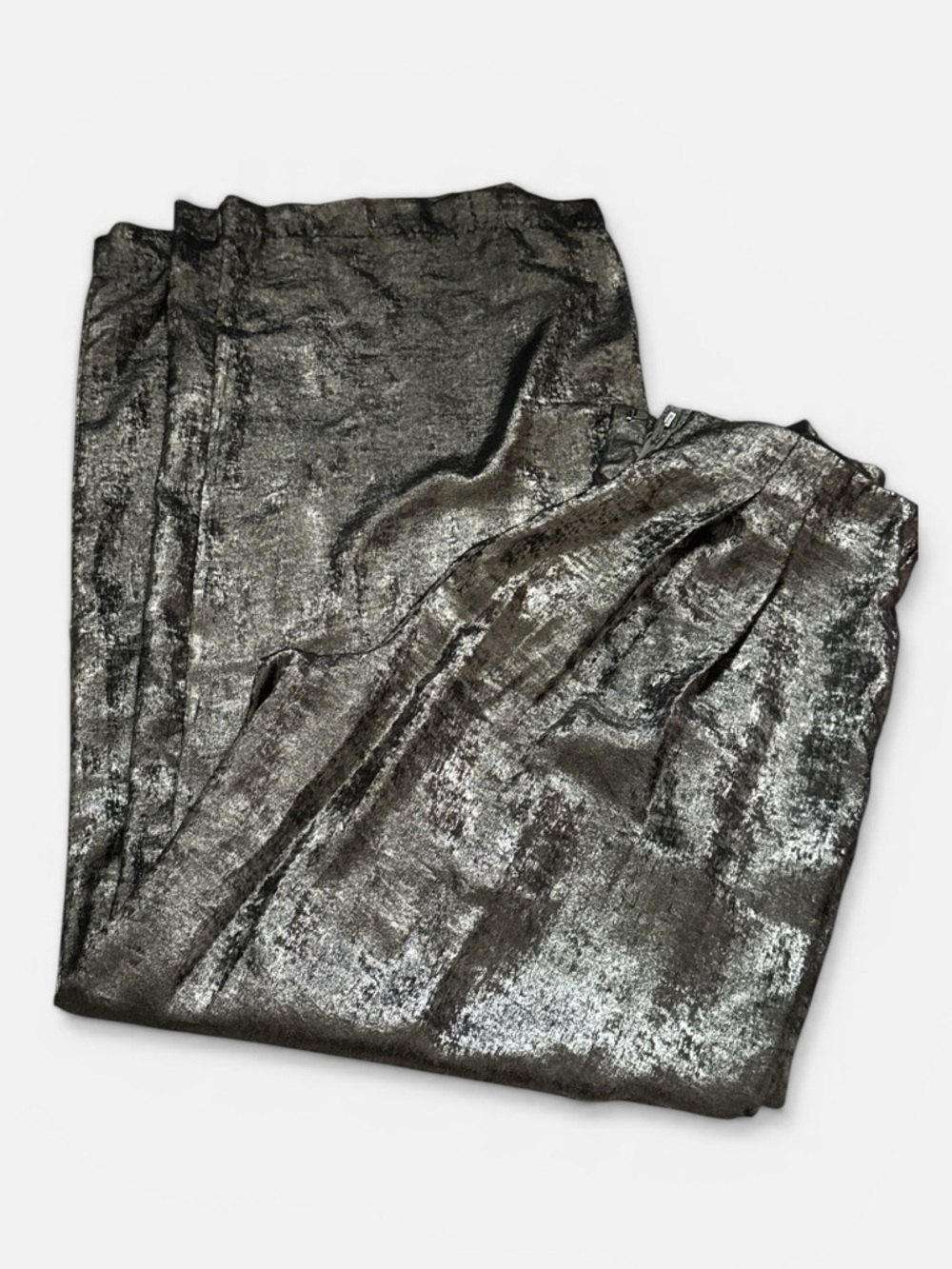Style USA gold tone shimmer Metallic over black wide‎ leg pants Sz M - Picture 3 of 10